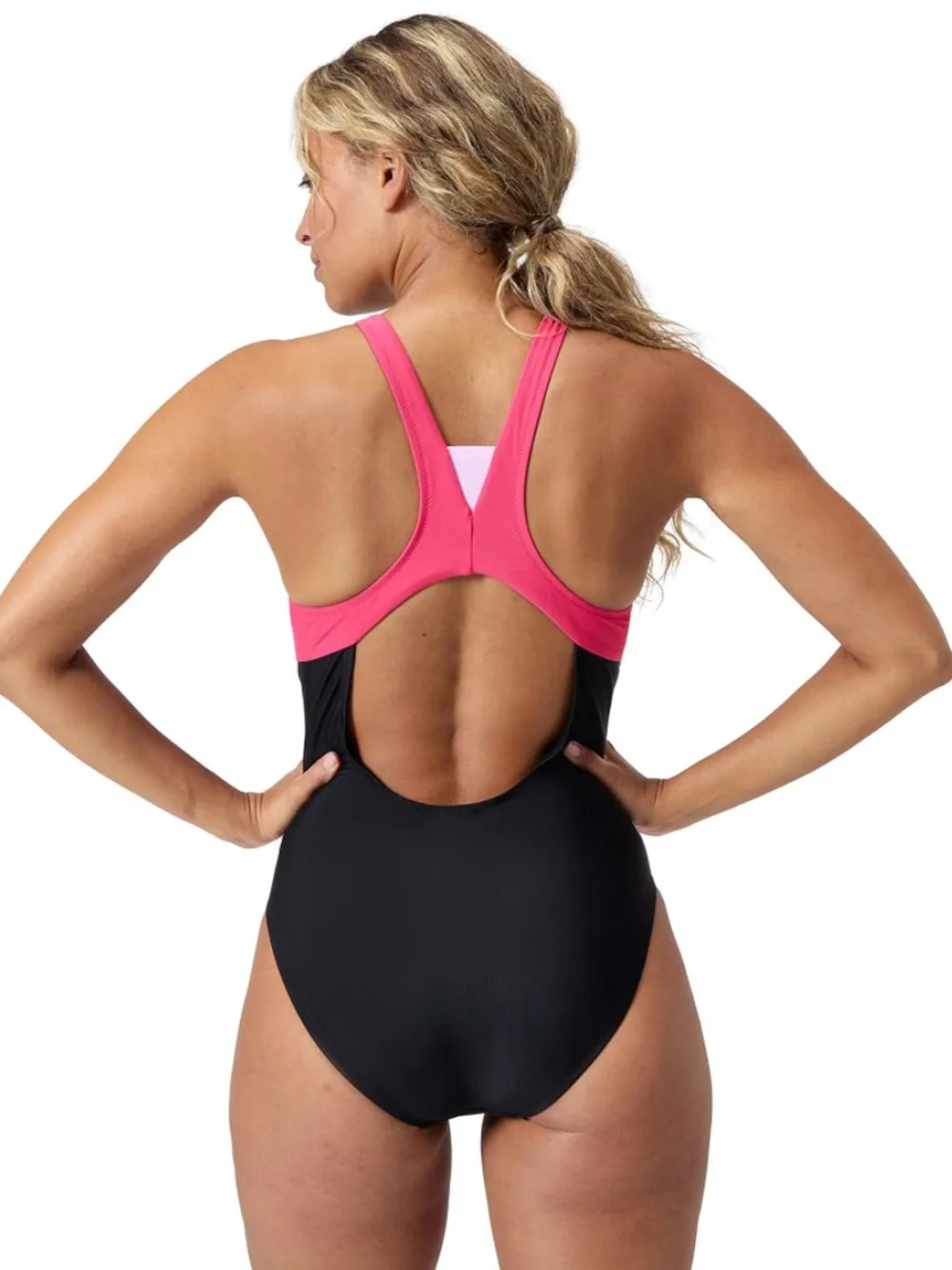 Speedo Hydraline One Piece Swimsuit Black Pink Zip Front Size XL
